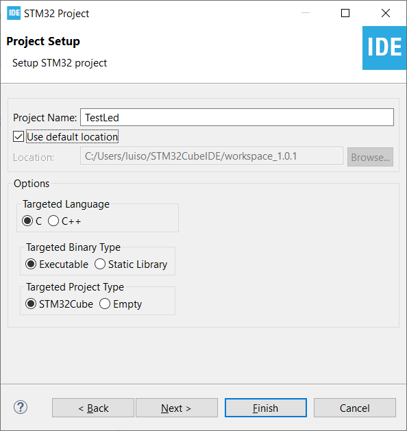 Project Name CubeIDE