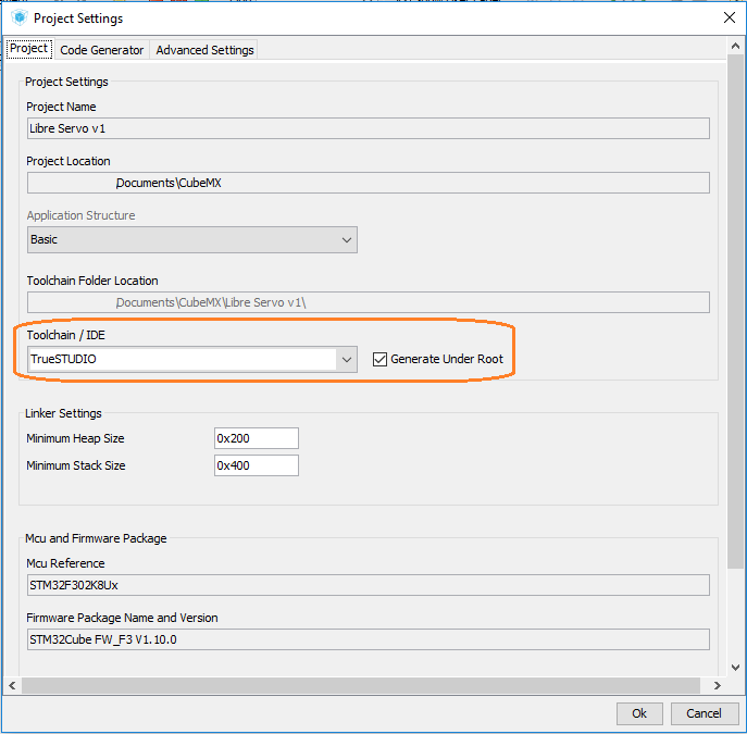 Configurar para TrueStudio en CubrMx