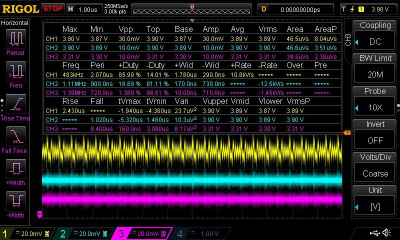 Ruido MPM3610 y AP2112 a 0.26mA