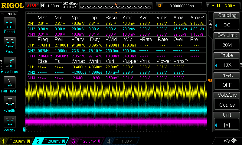 Ruido MPM3610 y AP2112 a 48.5mA